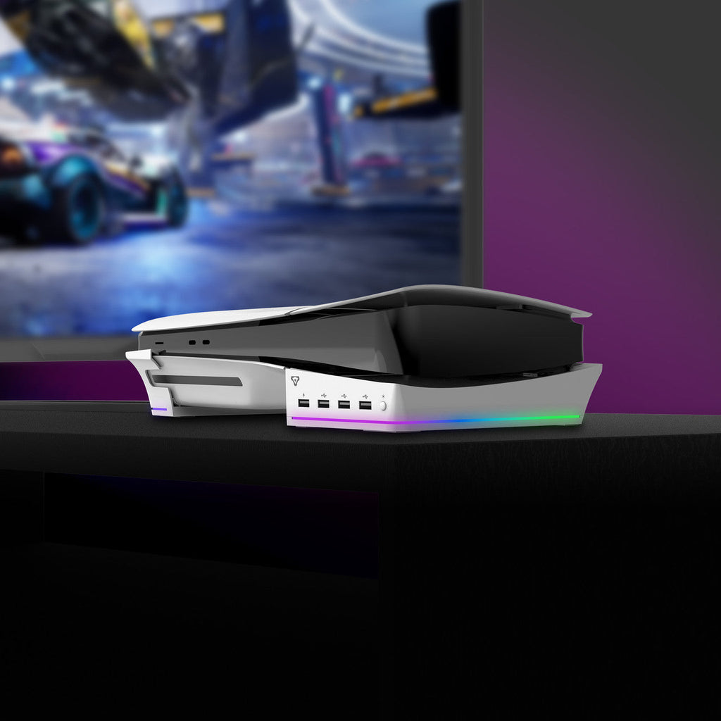 Laser RGB Stand for PS5 Slim with 4 USB Ports & Fast Charge