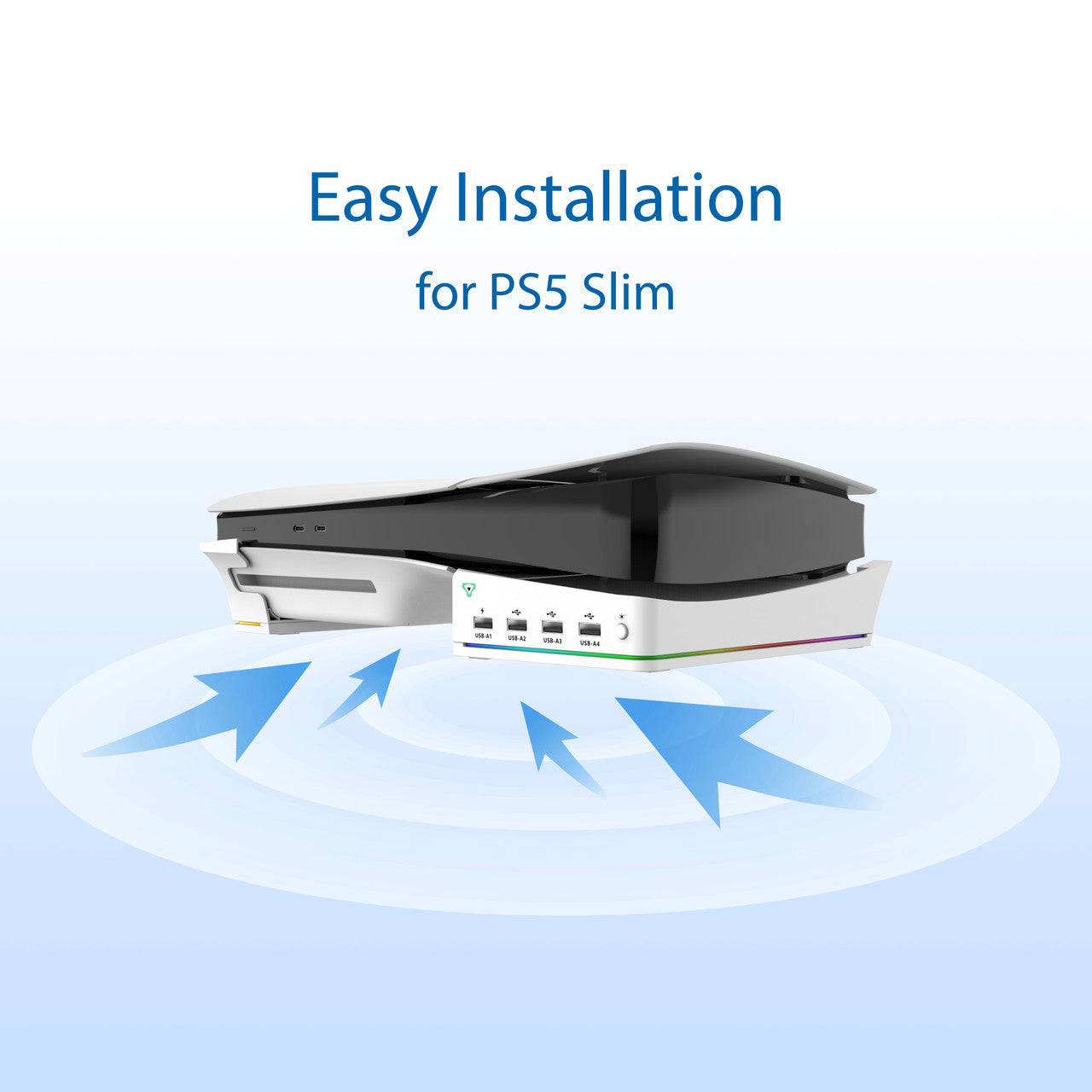 Laser RGB Stand for PS5 Slim with 4 USB Ports & Fast Charge