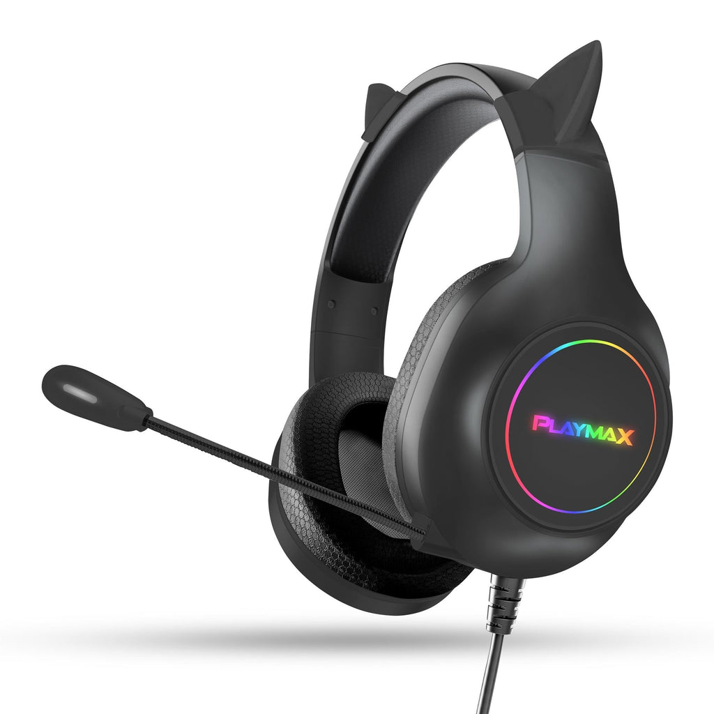 Playmax RGB Cat Ear Gaming Headset - Black