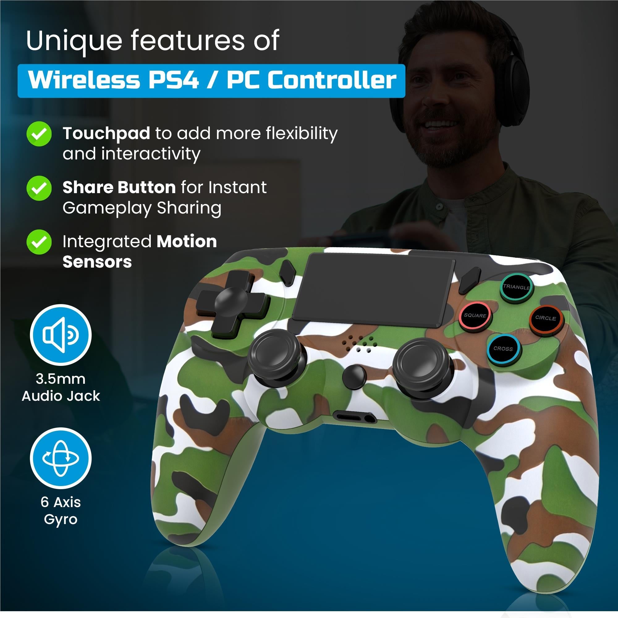 Playmax Wireless Controller for PS4 / PC (Camo)