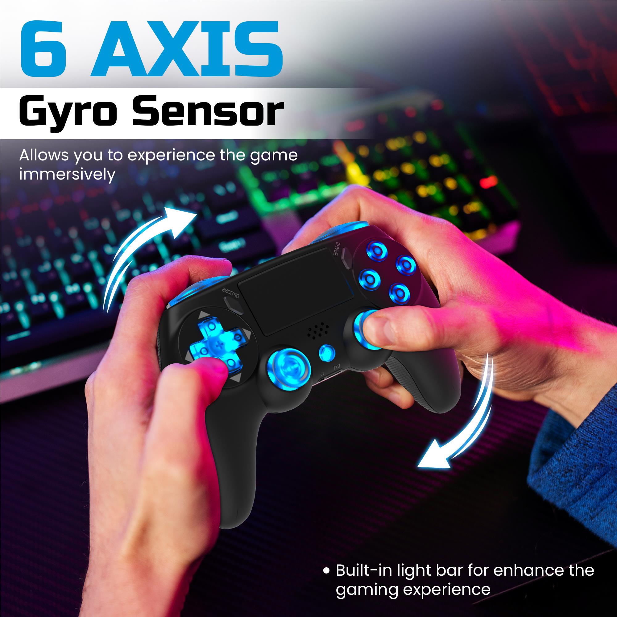 Playmax Wireless RGB Controller for PS4 / PC (Black)